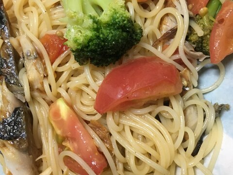 塩サバと野菜パスタ